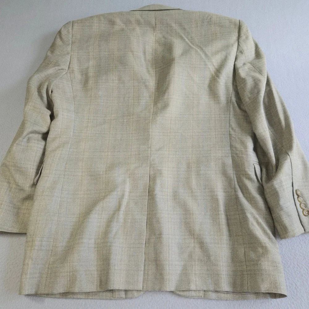 Jos. A. Bank Blazer Mens 40R Beige Silk Wool Glen Plaid Signature Sport Coat